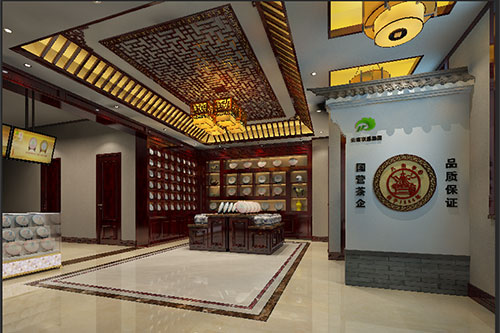 城厢古朴典雅的中式茶叶店大堂设计效果图