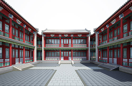 城厢北京四合院设计古建筑鸟瞰图展示